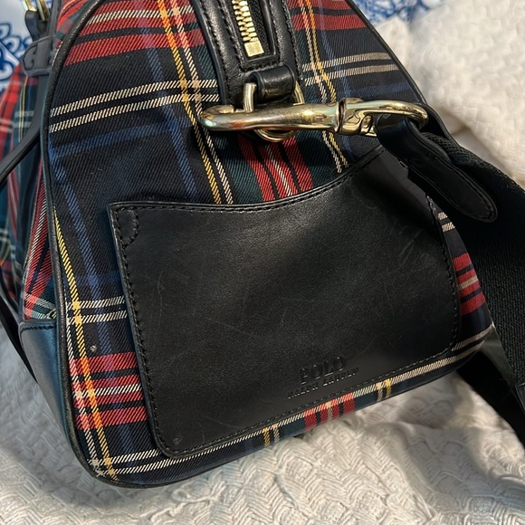 Polo Ralph Lauren Tartan Plaid Duffle Crossbody Satchel Boston Shoulder Bag - Picture 6 of 11